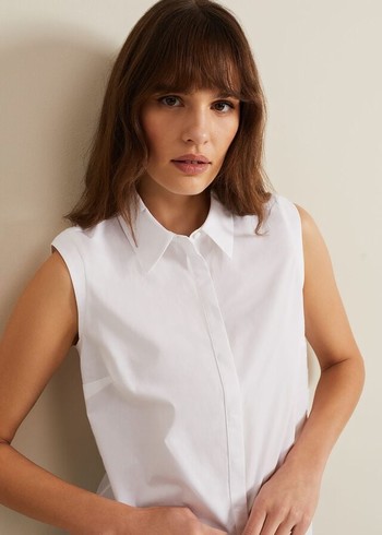 Phase Eight Aimee Sleeveless Shirts White Canada | GYXZUF-095